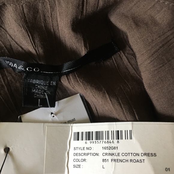 NWT New ISDA & CO Taupe Crinkle Cotton Tie Waist Fit and Flare Lightweight Dress - Picture 8 of 9